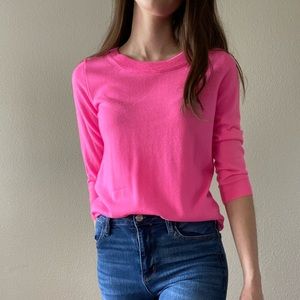J Crew Neon Pink Sweater 100% merino wool